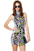 Multicolored Print Bandage Dress with Cut out